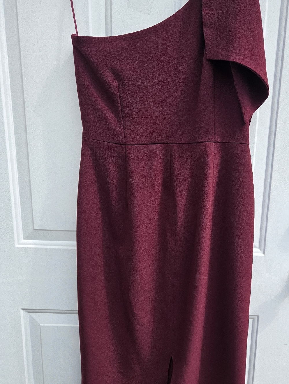 Dress The Population Tiffany Burgundy One Shoulder Midi Dress Bridal Coctail L - Picture 6 of 16